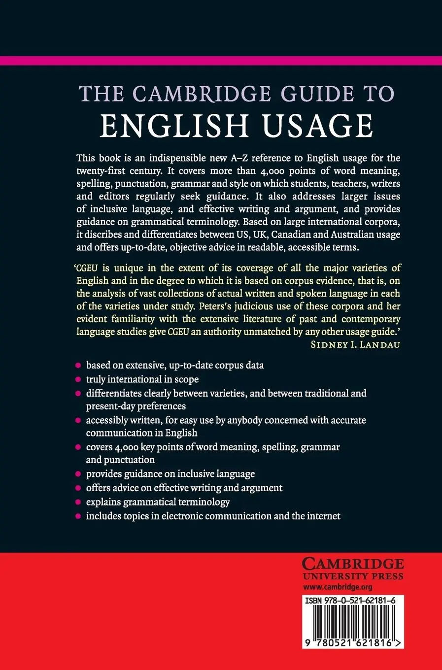 Rückseite: 9780521621816 | The Cambridge Guide to English Usage | Pam Peters | Buch | Englisch