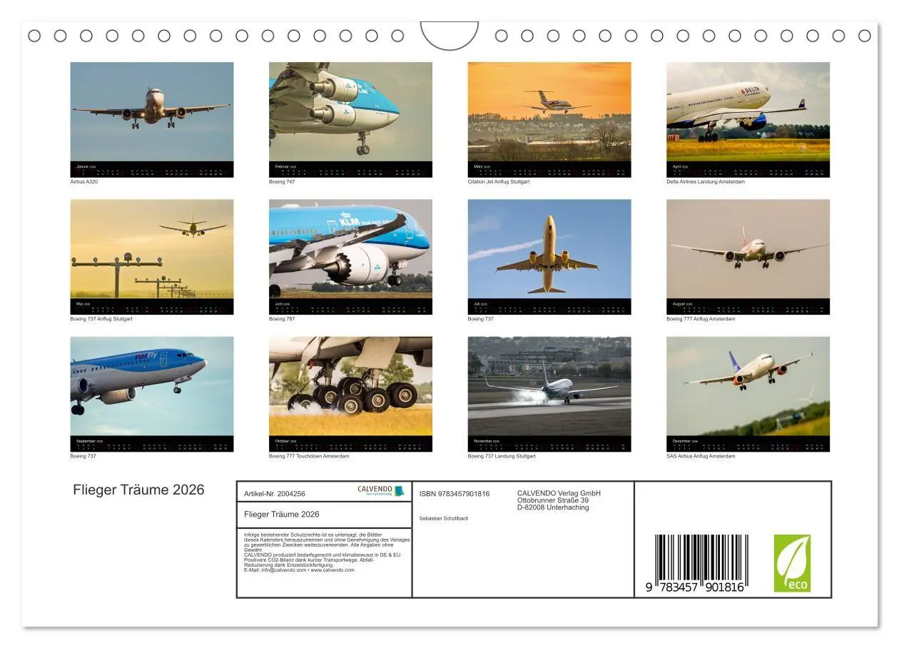 Bild: 9783457901816 | Flieger Träume 2026 (Wandkalender 2026 DIN A4 quer), CALVENDO...
