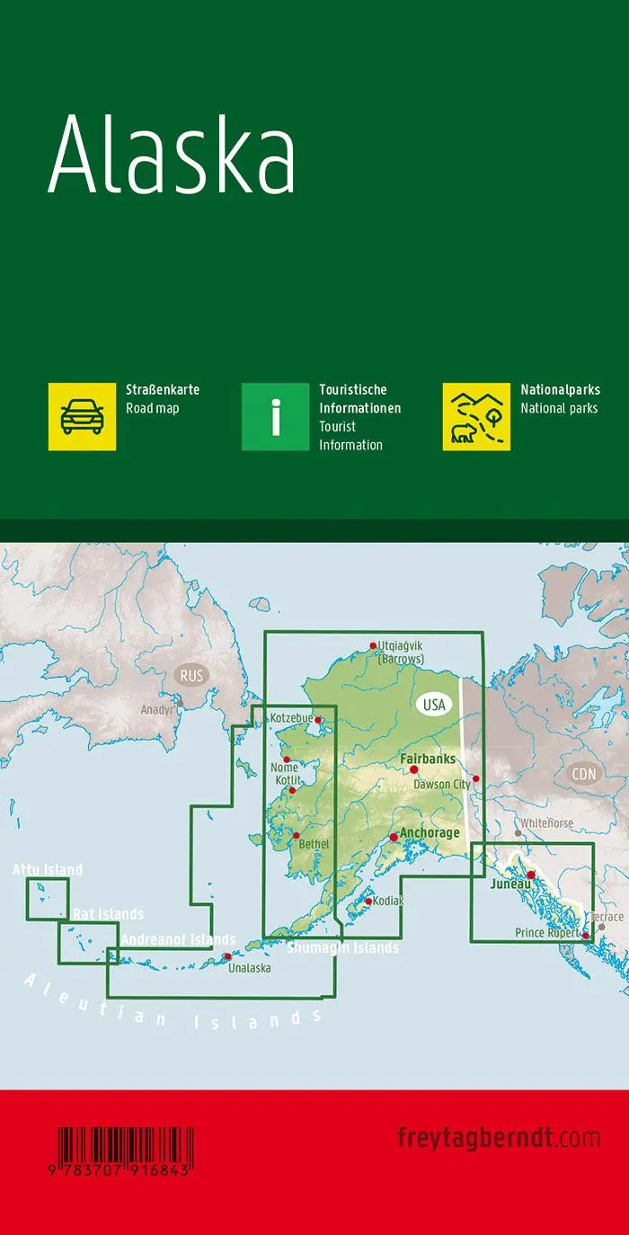 Rückseite: 9783707921816 | Alaska, Straßenkarte 1:1.500.000, freytag &amp; berndt | freytag &amp; berndt