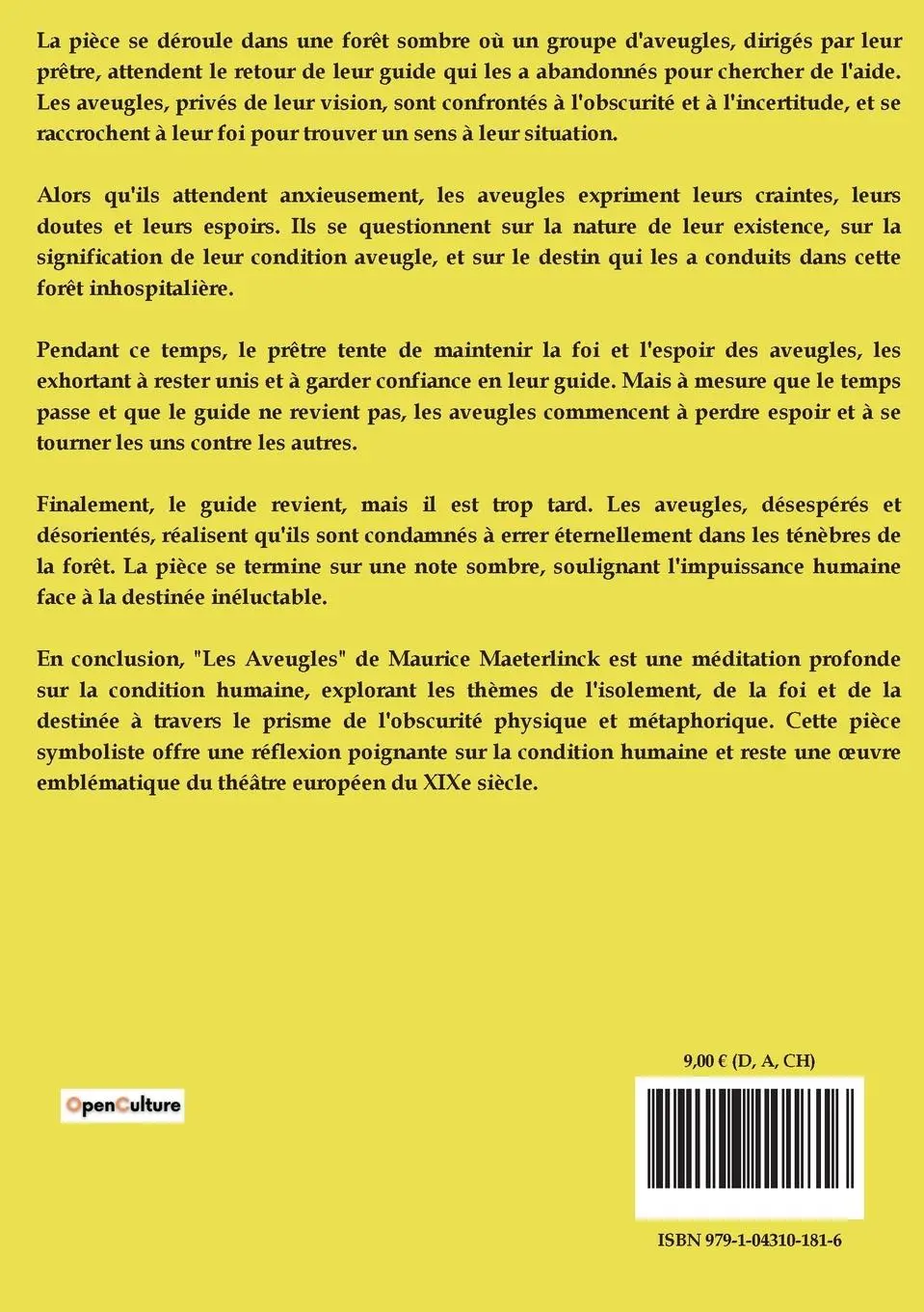 Rückseite: 9791043101816 | Les Aveugles | Maurice Maeterlinck | Taschenbuch | Paperback | 2024
