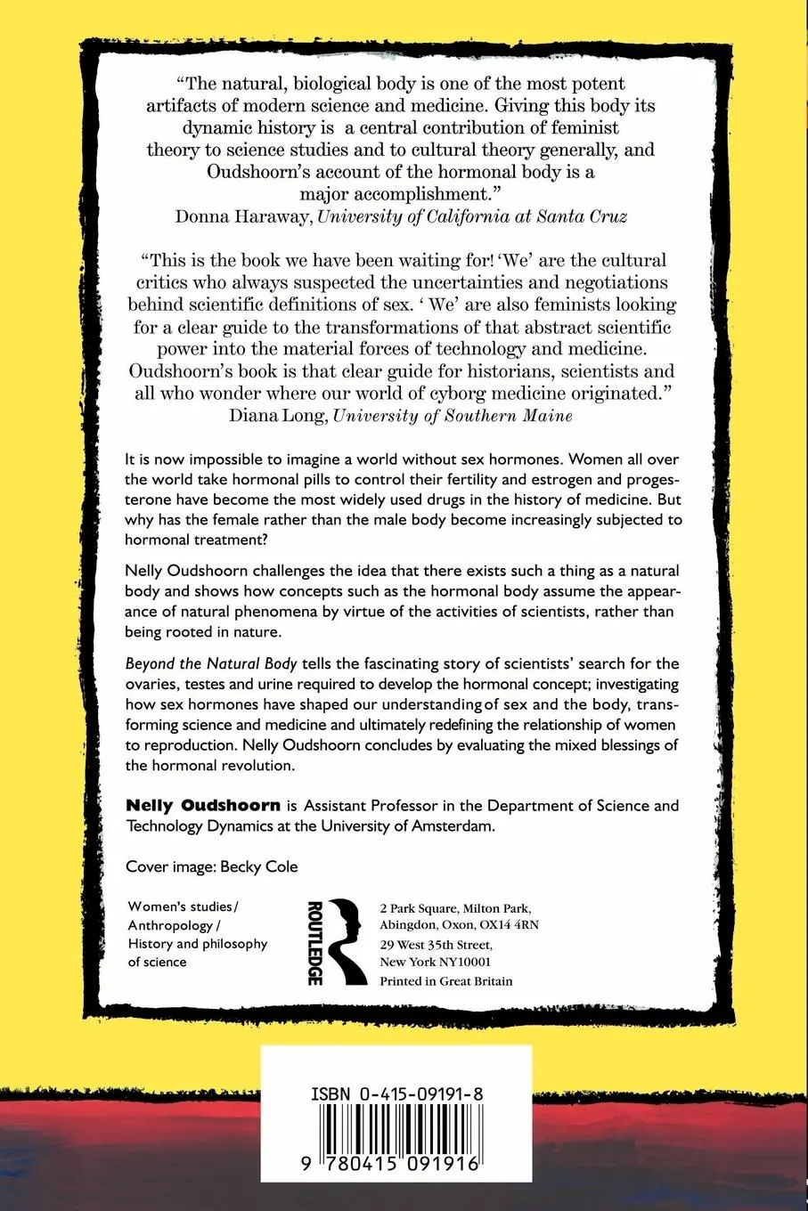 Rückseite: 9780415091916 | Beyond the Natural Body | An Archaeology of Sex Hormones | Oudshoorn