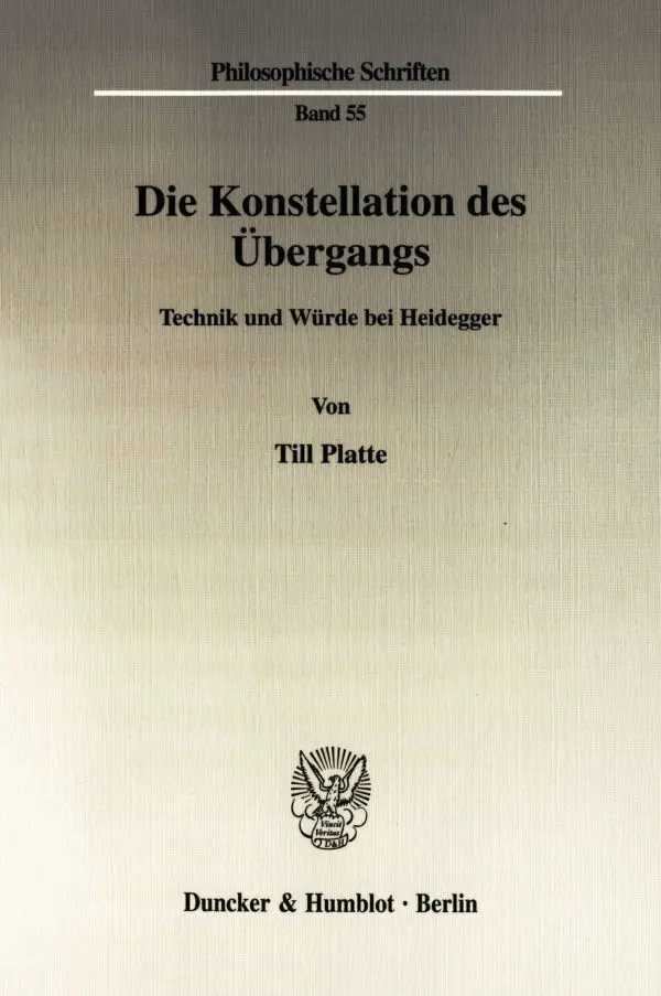 Cover: 9783428111916 | Die Konstellation des Übergangs. | Technik und Würde bei Heidegger.