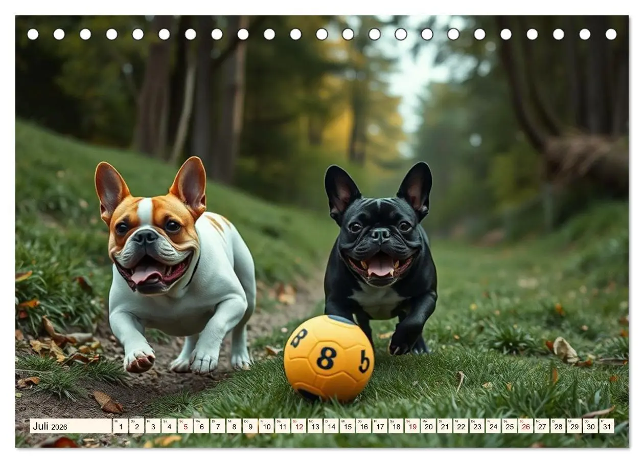 Bild: 9783516592016 | Frenchies in Spiellaune (Tischkalender 2026 DIN A5 quer), CALVENDO...