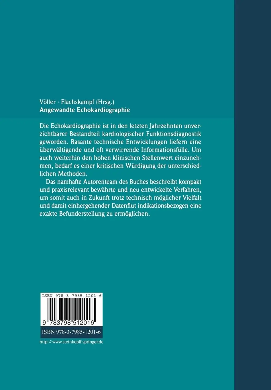 Rückseite: 9783798512016 | Angewandte Echokardiographie | Neue und etablierte Verfahren | Buch