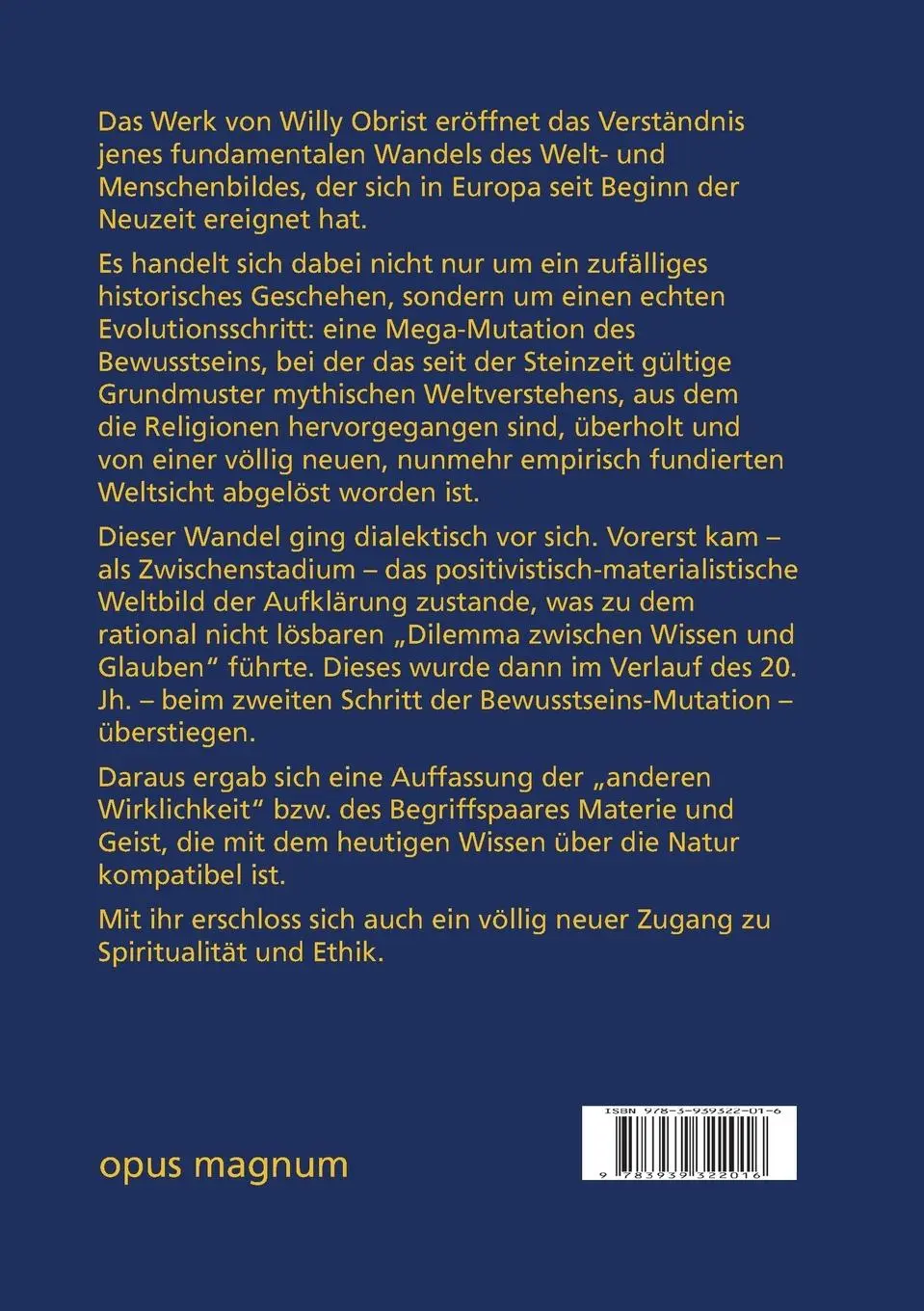 Rückseite: 9783939322016 | Die Mutation des europäischen Bewusstseins | Willy Obrist | Buch