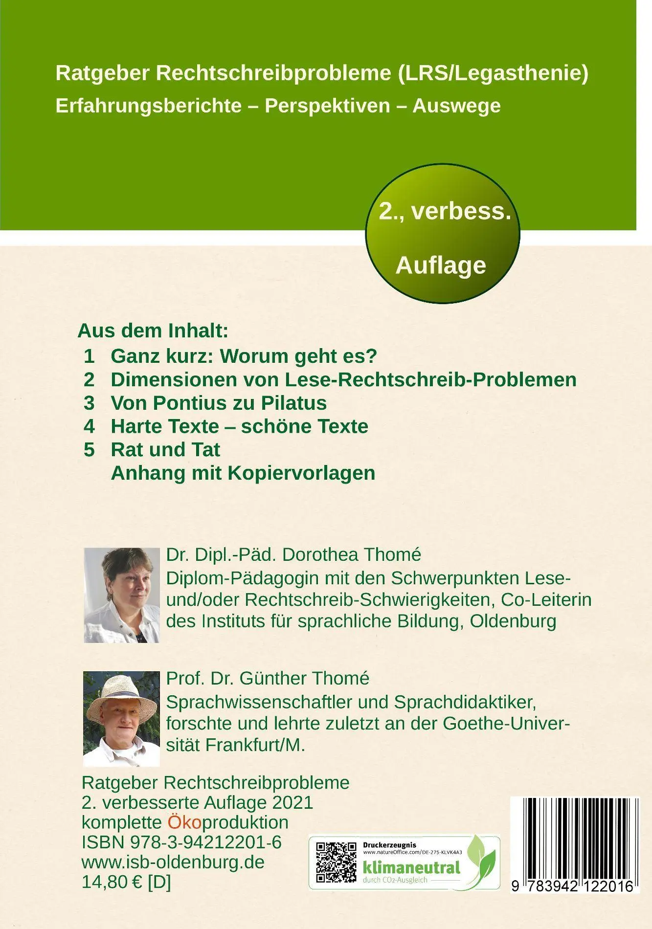 Bild: 9783942122016 | Ratgeber Rechtschreibprobleme (LRS/Legasthenie) | Thomé (u. a.) | Buch