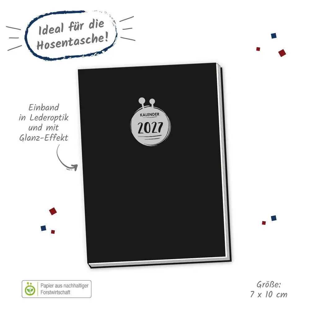 Bild: 4251901512116 | TRÖTSCH - Taschenkalender A7 Schwarz 2027 | Mini-Terminkalender | KG
