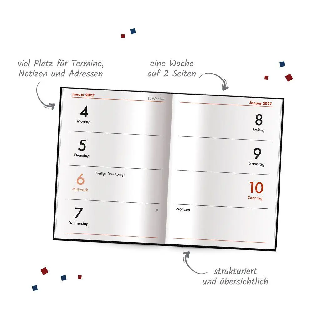 Bild: 4251901512116 | TRÖTSCH - Taschenkalender A7 Schwarz 2027 | Mini-Terminkalender | KG
