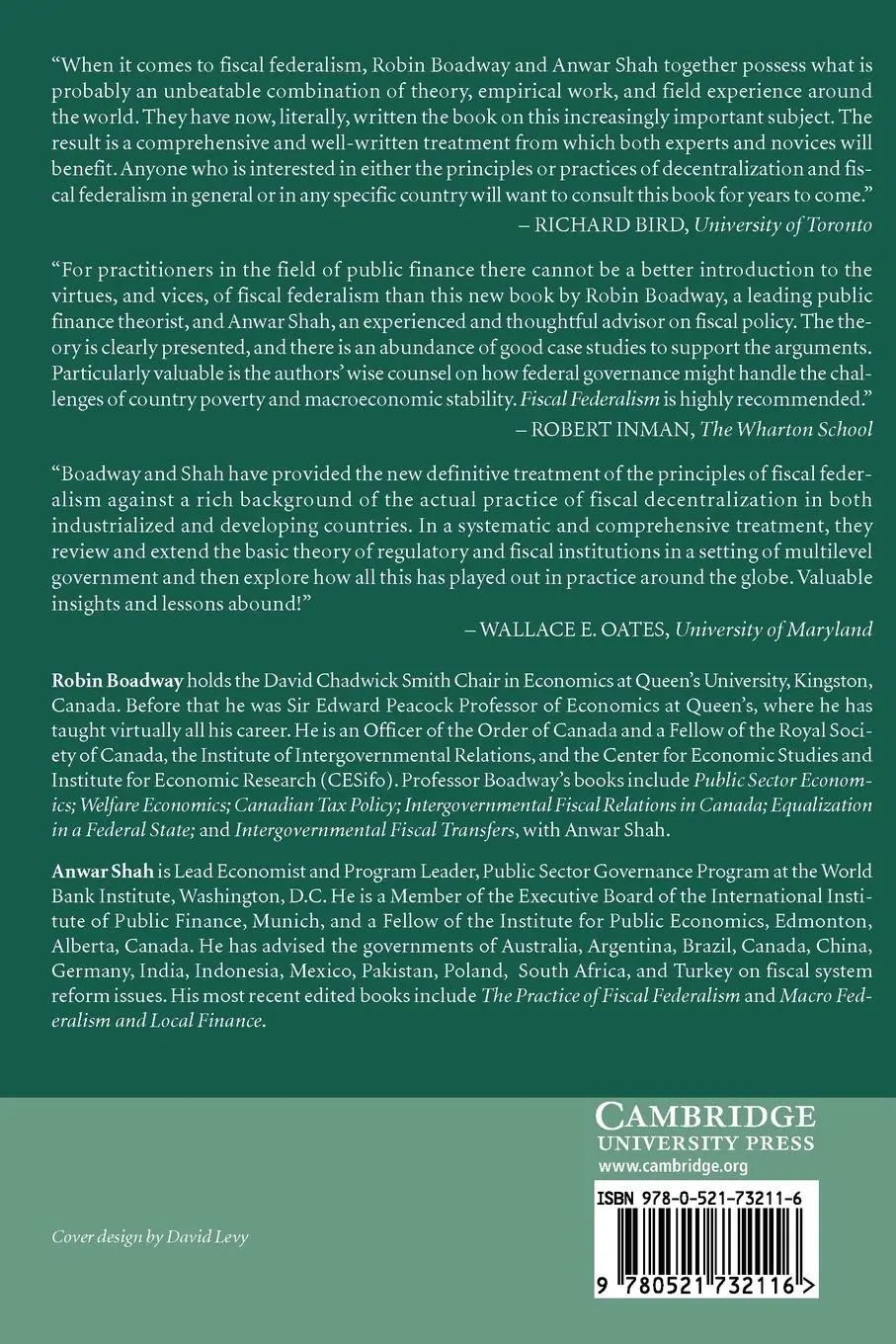 Rückseite: 9780521732116 | Fiscal Federalism | Principles and Practices of Multiorder Governance