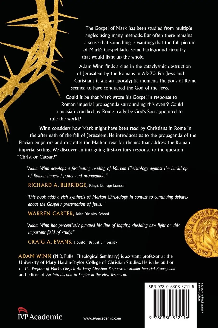 Rückseite: 9780830852116 | Reading Mark's Christology Under Caesar | Adam Winn | Taschenbuch