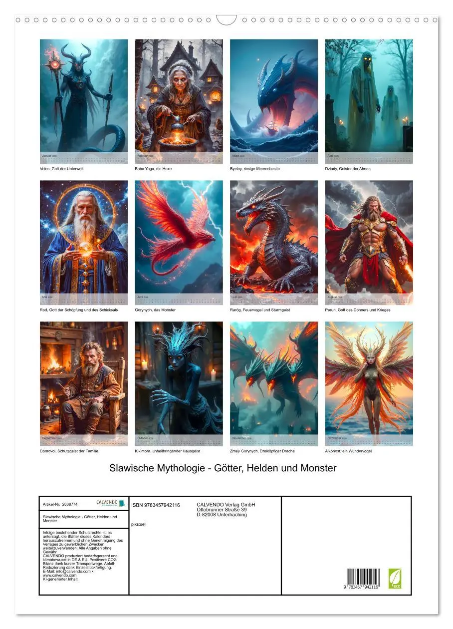 Bild: 9783457942116 | Slawische Mythologie - Götter, Helden und Monster (Wandkalender...