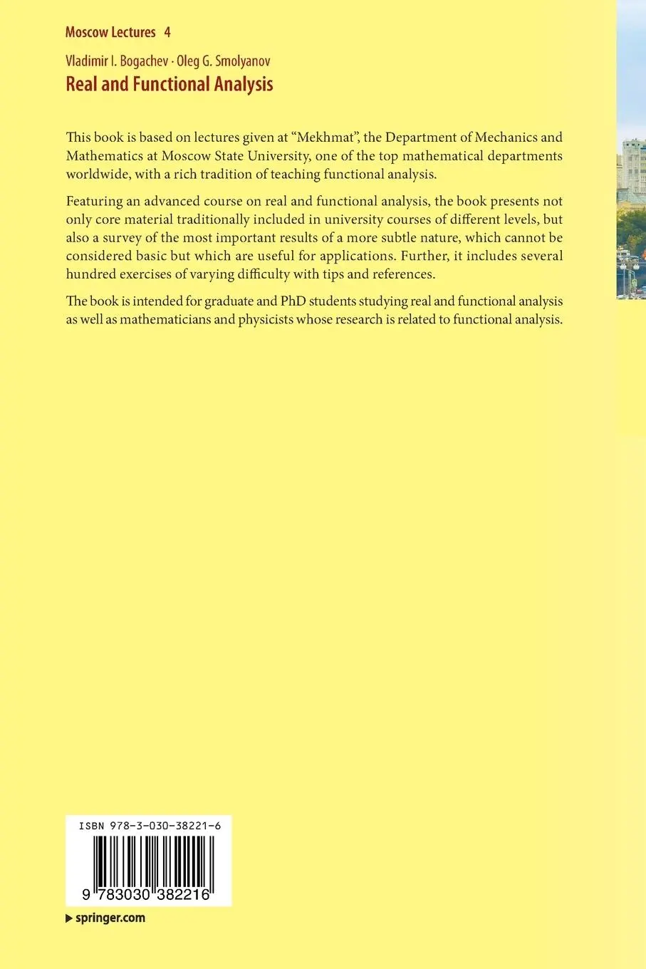 Rückseite: 9783030382216 | Real and Functional Analysis | Vladimir I. Bogachev (u. a.) | Buch