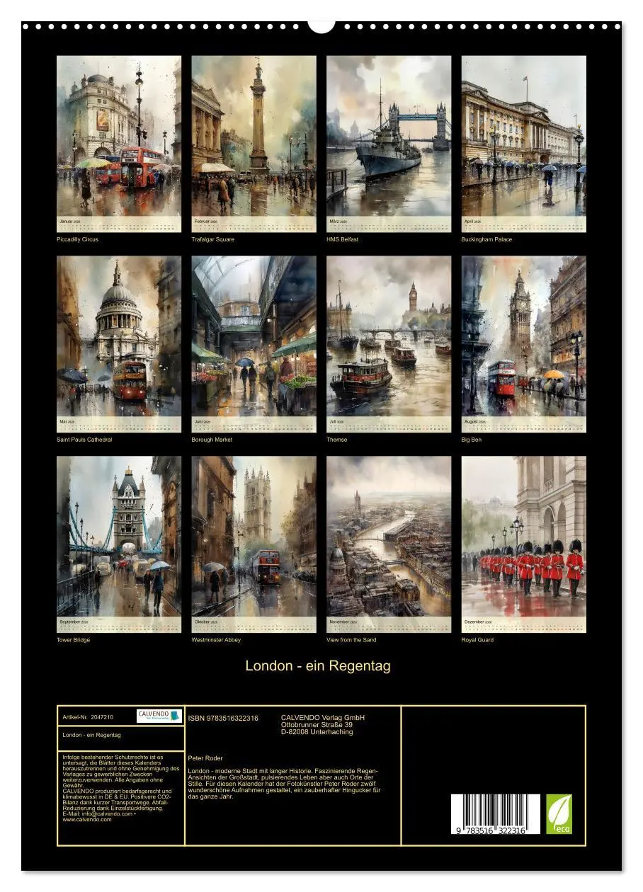 Bild: 9783516322316 | London - ein Regentag (hochwertiger Premium Wandkalender 2026 DIN...