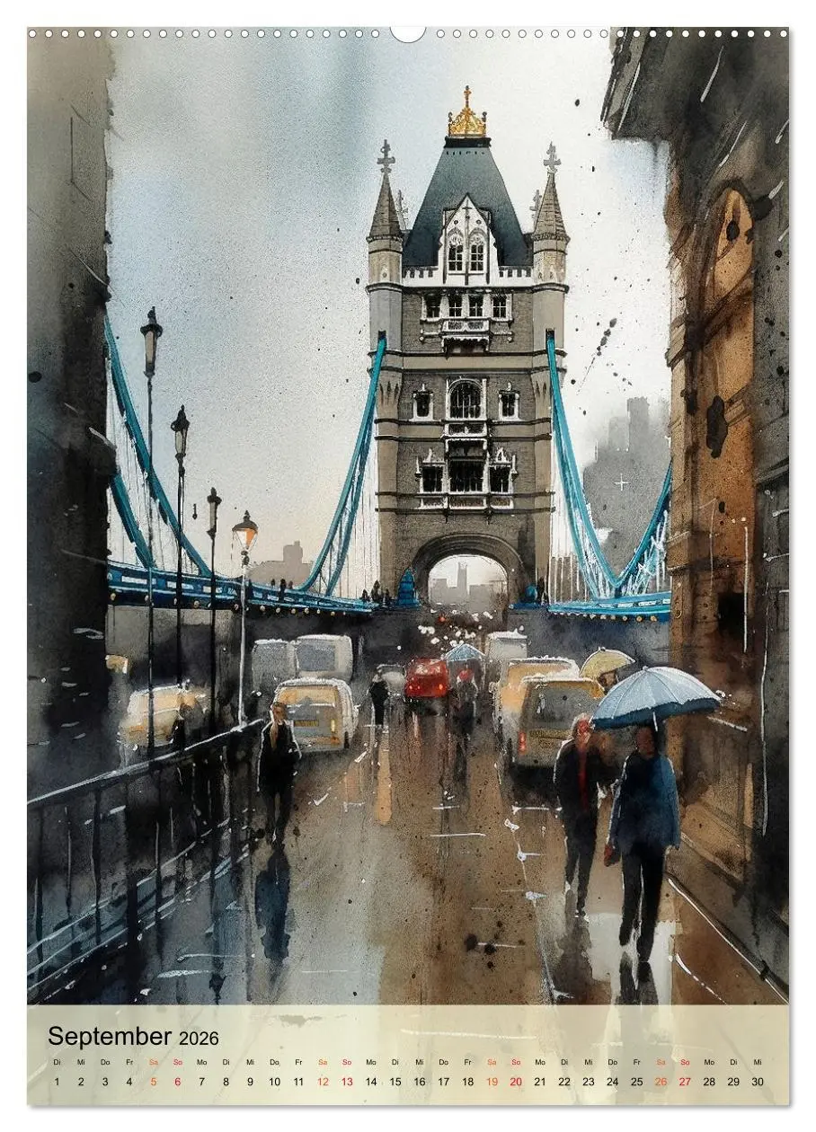 Bild: 9783516322316 | London - ein Regentag (hochwertiger Premium Wandkalender 2026 DIN...