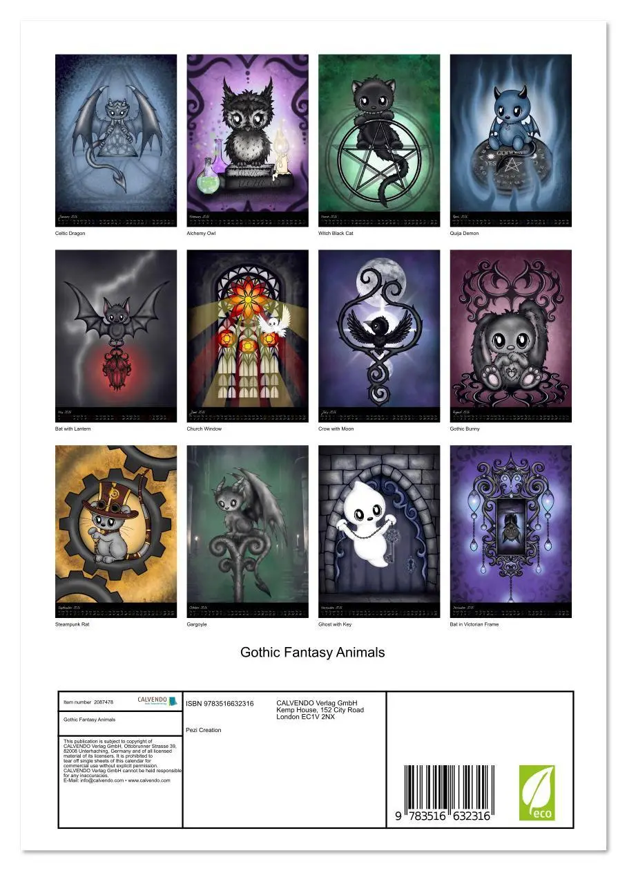 Bild: 9783516632316 | Gothic Fantasy Animals (Wall Calendar 2026 DIN A4 portrait),...