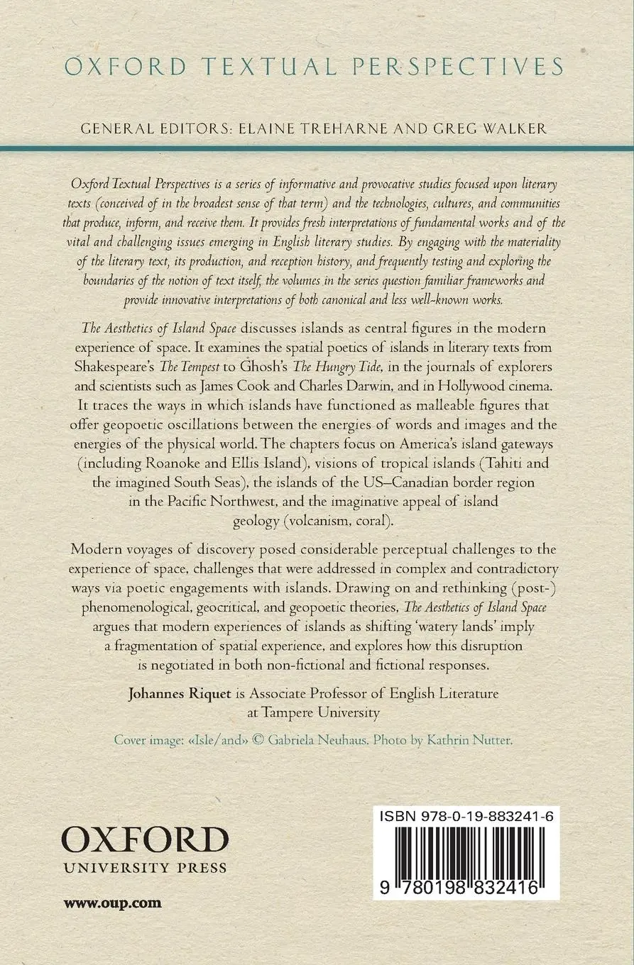 Rückseite: 9780198832416 | Aesthetics of Island Space | Perception, Ideology, Geopoetics | Riquet