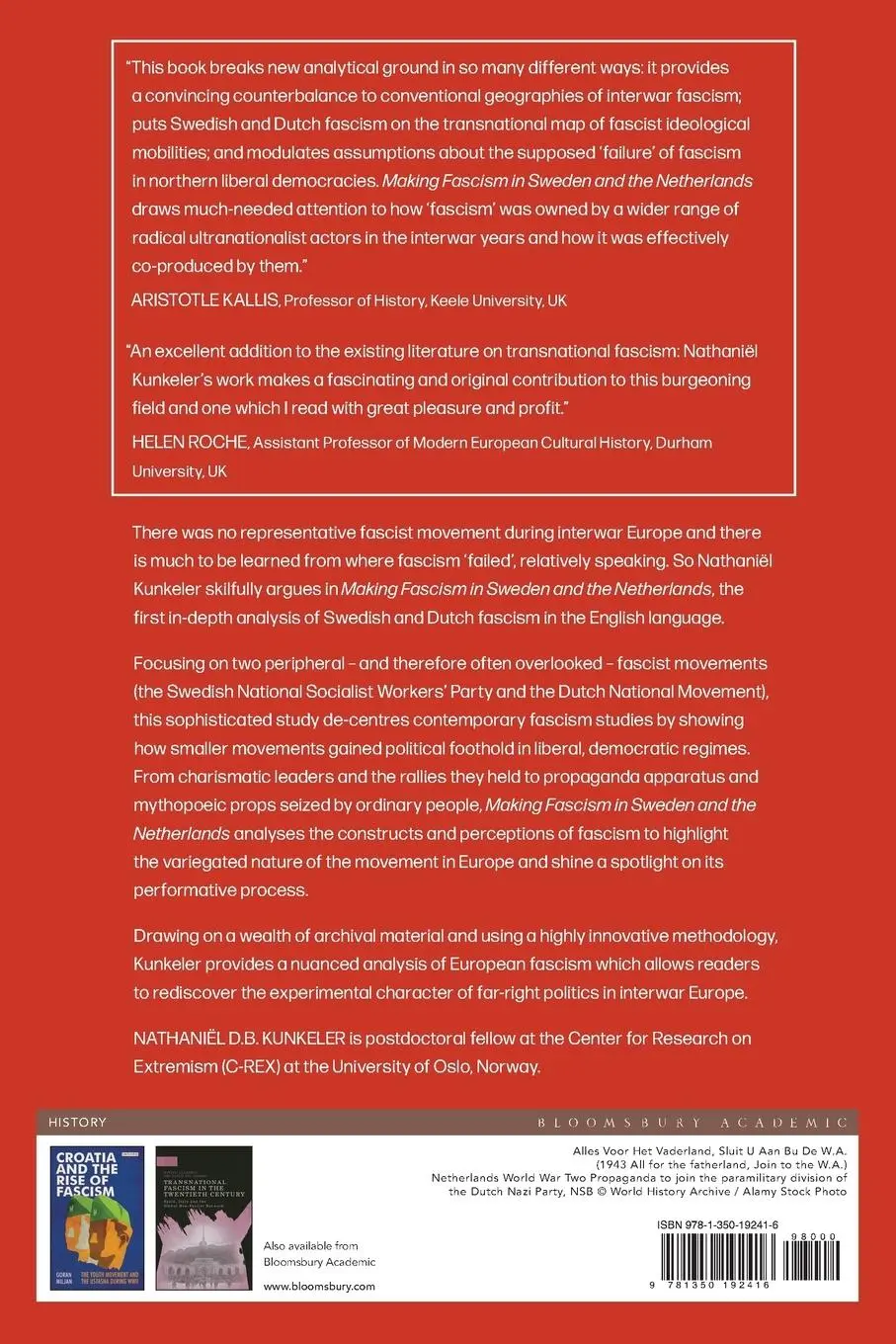 Rückseite: 9781350192416 | Making Fascism in Sweden and the Netherlands | Kunkeler | Taschenbuch