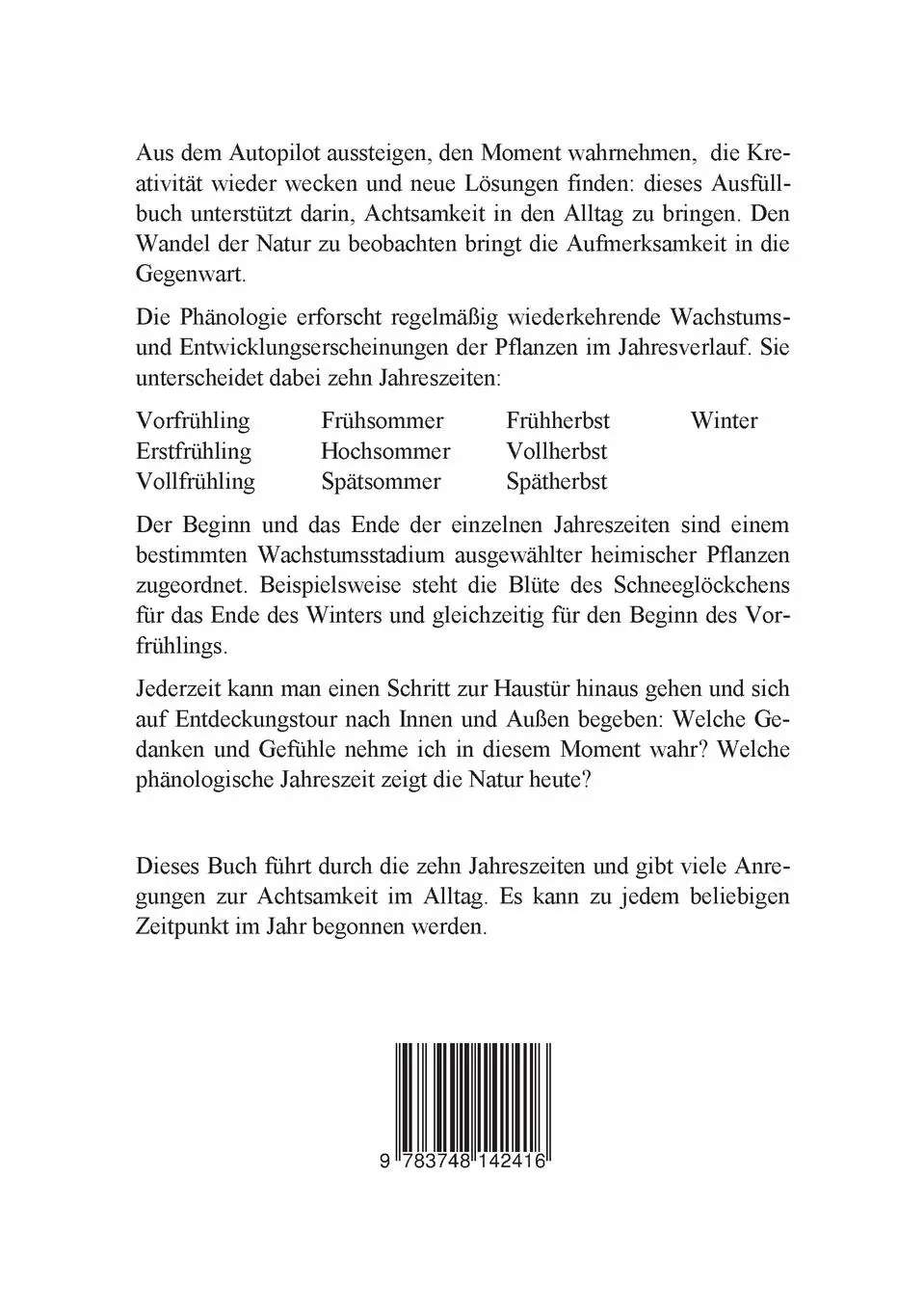 Rückseite: 9783748142416 | Achtsam durch die zehn Jahreszeiten | Andrea Schulte-Braatz | Buch
