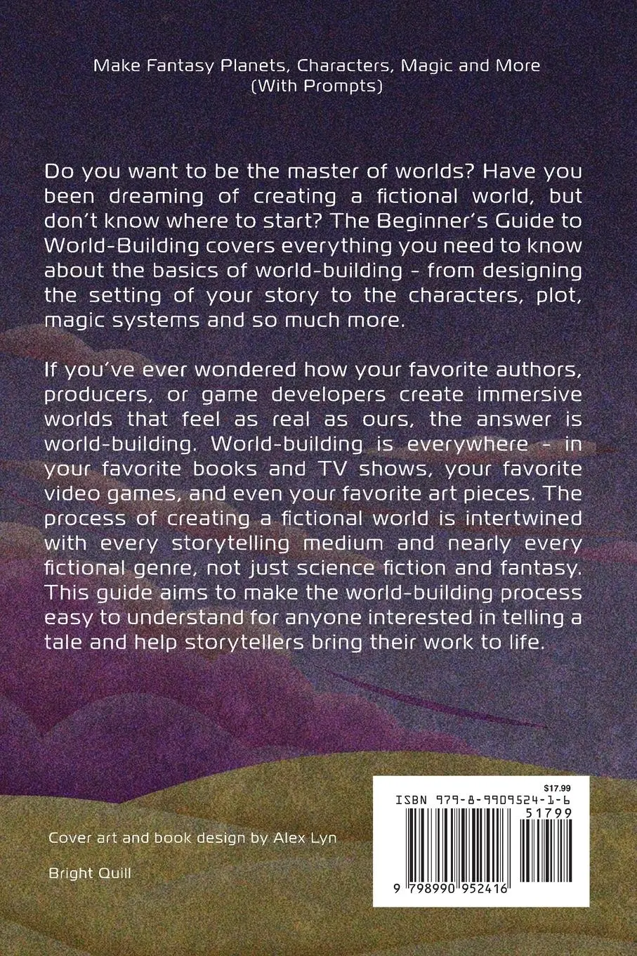 Rückseite: 9798990952416 | Creating a Fictional World | Alex Lyn | Taschenbuch | Englisch | 2024