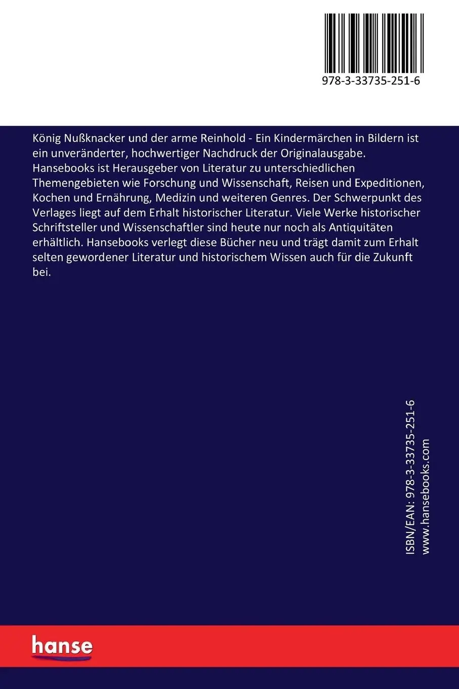 Rückseite: 9783337352516 | König Nußknacker und der arme Reinhold | Ein Kindermärchen in Bildern