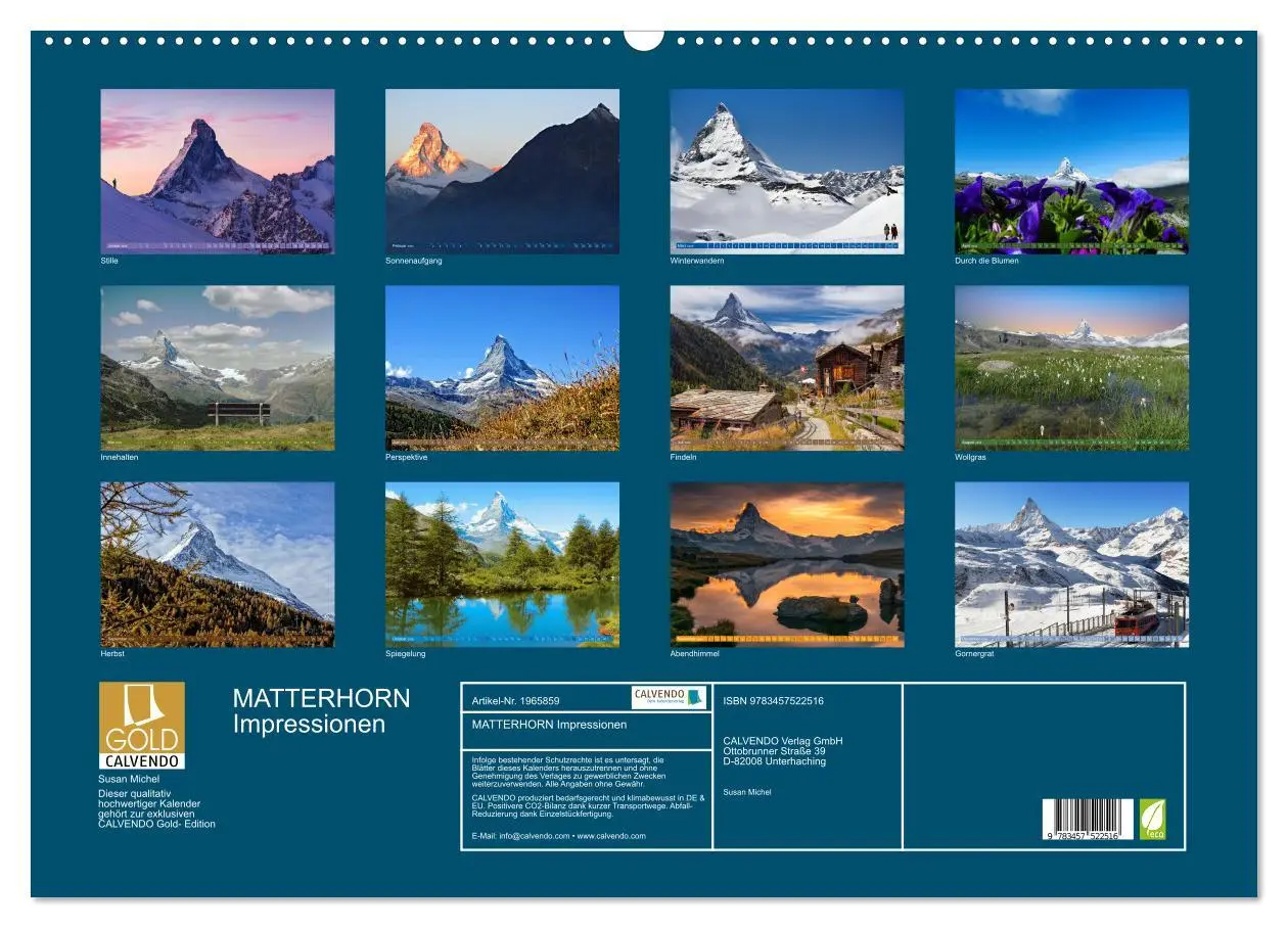 Bild: 9783457522516 | MATTERHORN Impressionen (Wandkalender 2026 DIN A2 quer), CALVENDO...