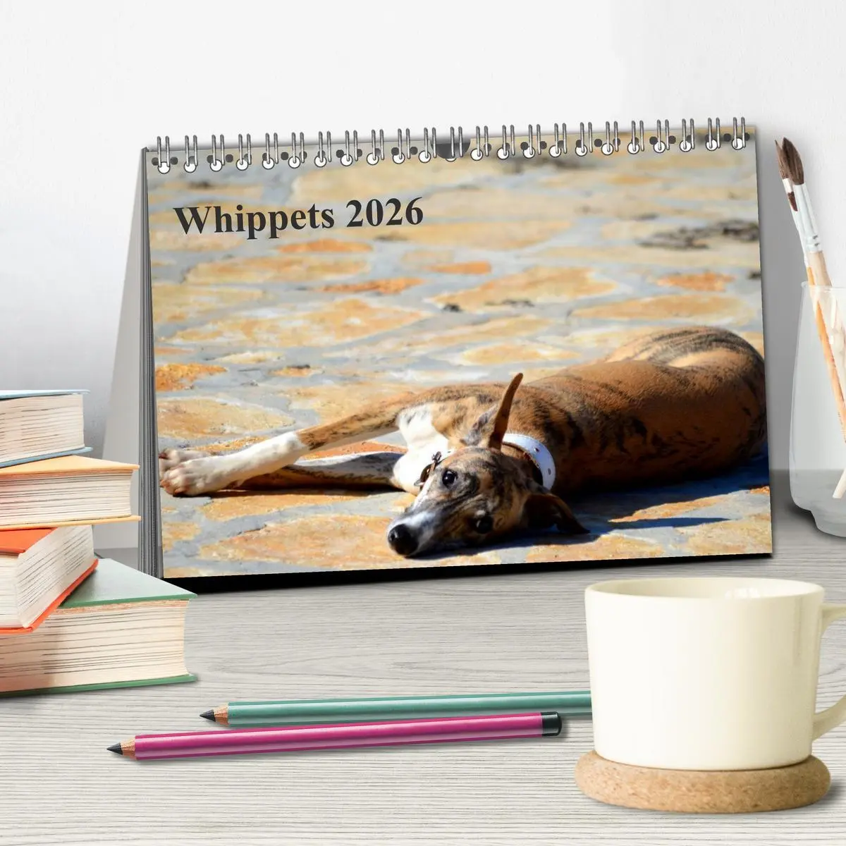 Bild: 9783516092516 | Whippet 2026 (Tischkalender 2026 DIN A5 quer), CALVENDO Monatskalender