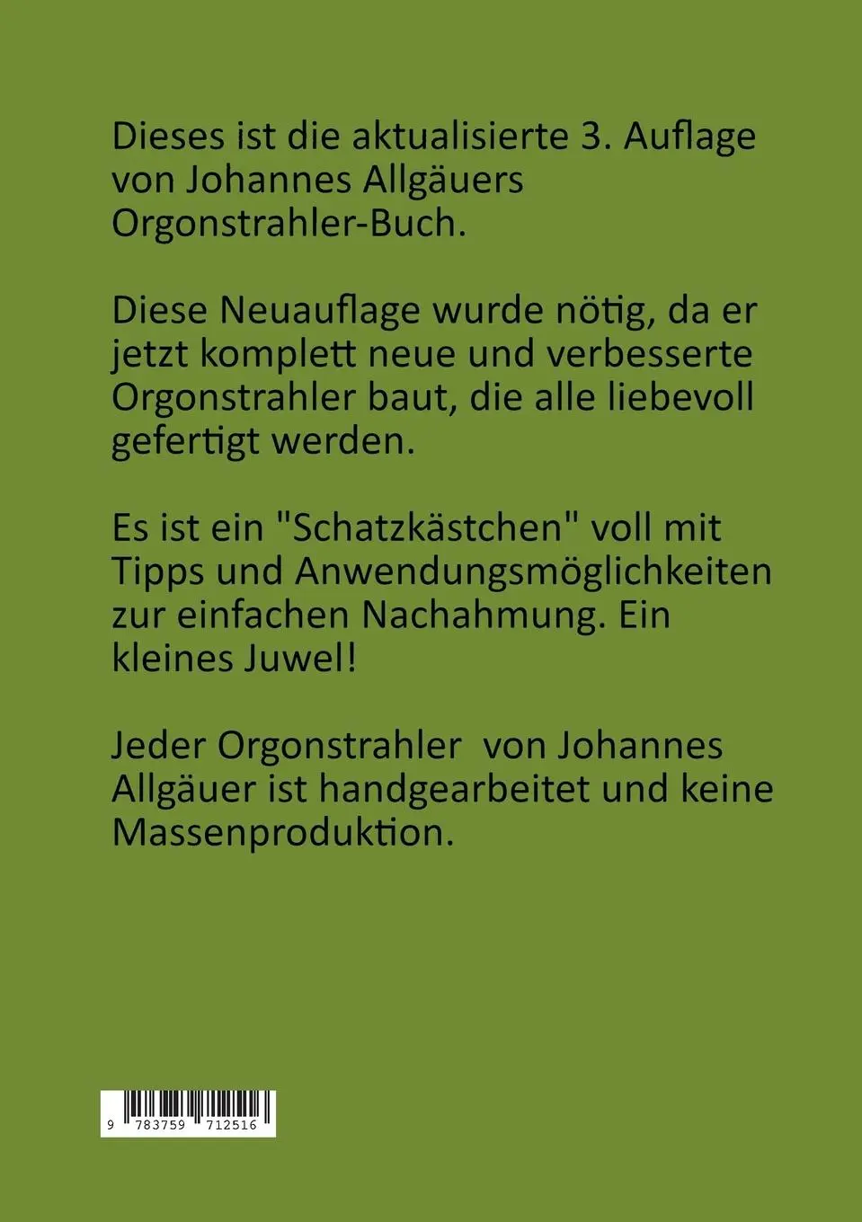 Rückseite: 9783759712516 | Tipps und Anwendungsmöglichkeiten für den Orgonstrahler | Allgäuer