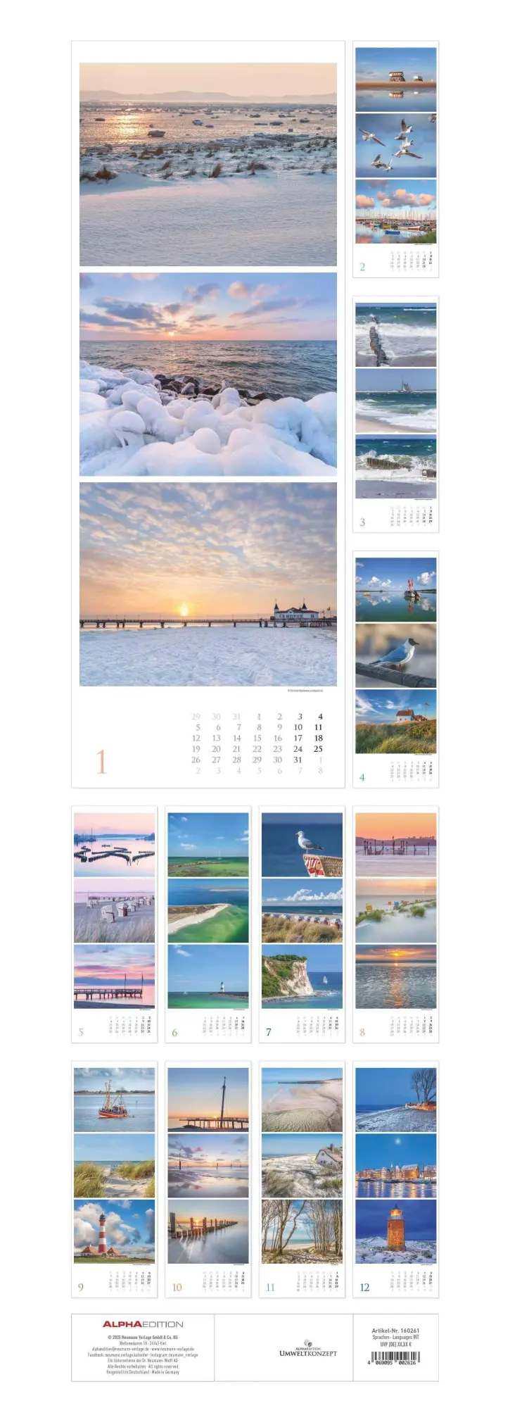 Rückseite: 4069095002616 | Strandgeflüster - Momente am Meer 2026 - Streifenkalender XXL 25x69...