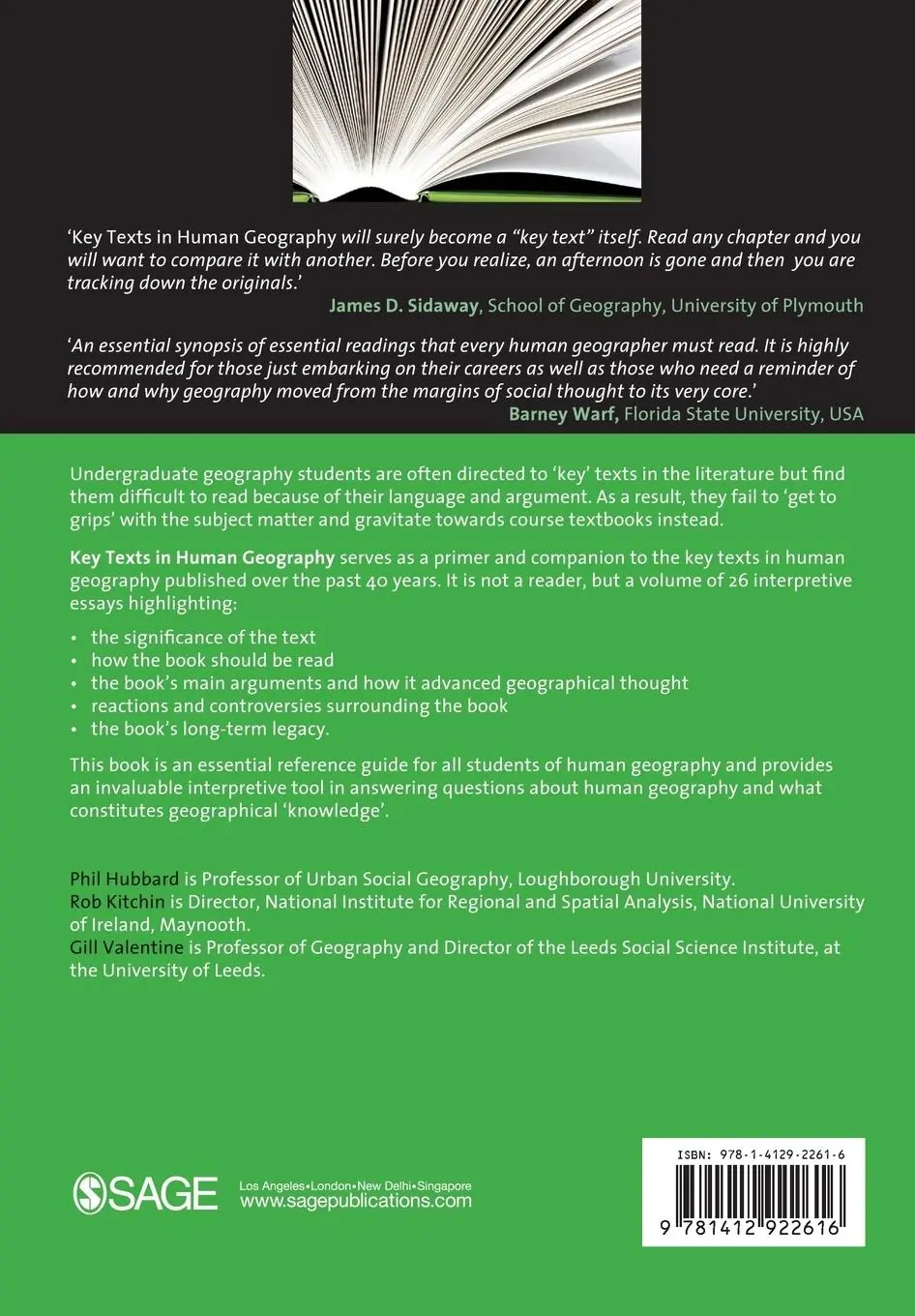 Rückseite: 9781412922616 | Key Texts in Human Geography | Phil Hubbard (u. a.) | Taschenbuch