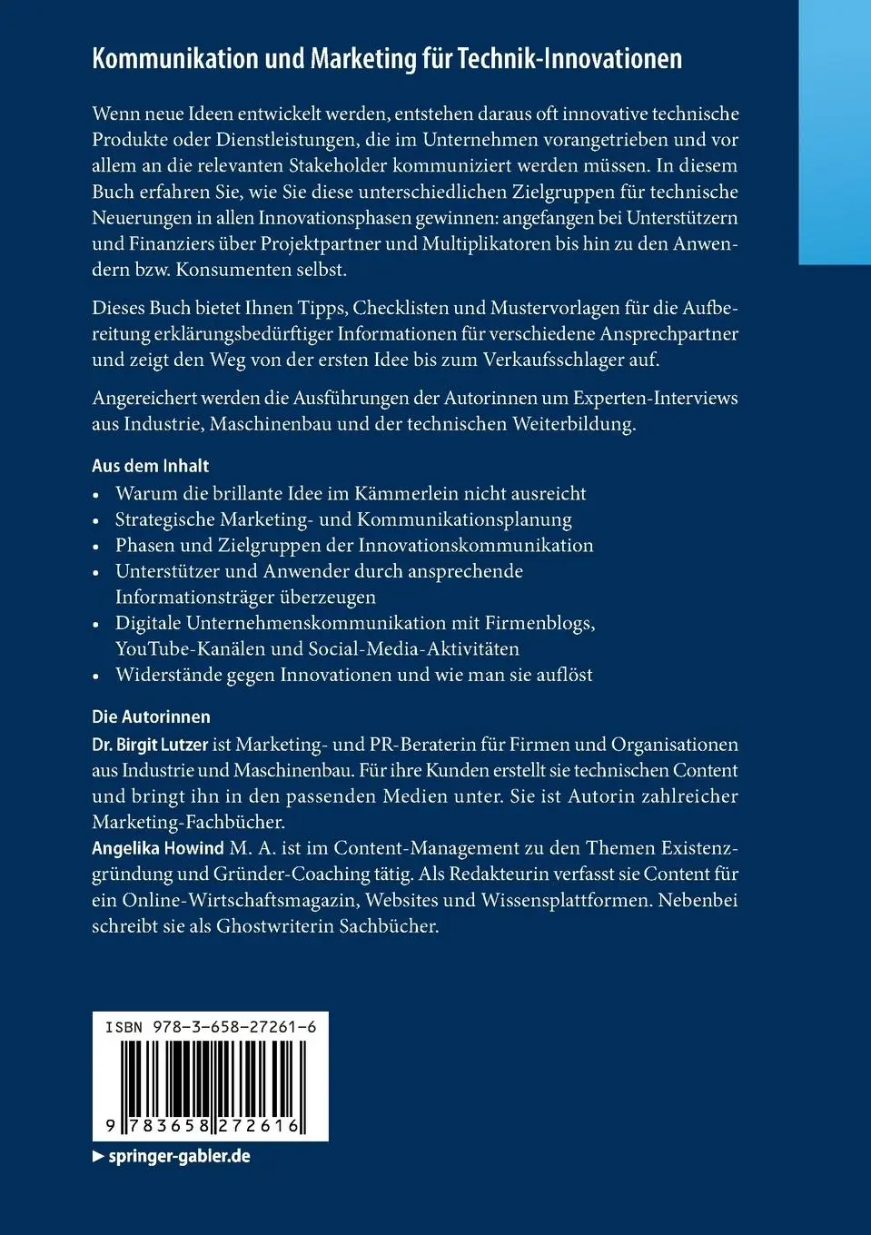 Rückseite: 9783658272616 | Kommunikation und Marketing für Technik-Innovationen | Howind (u. a.)