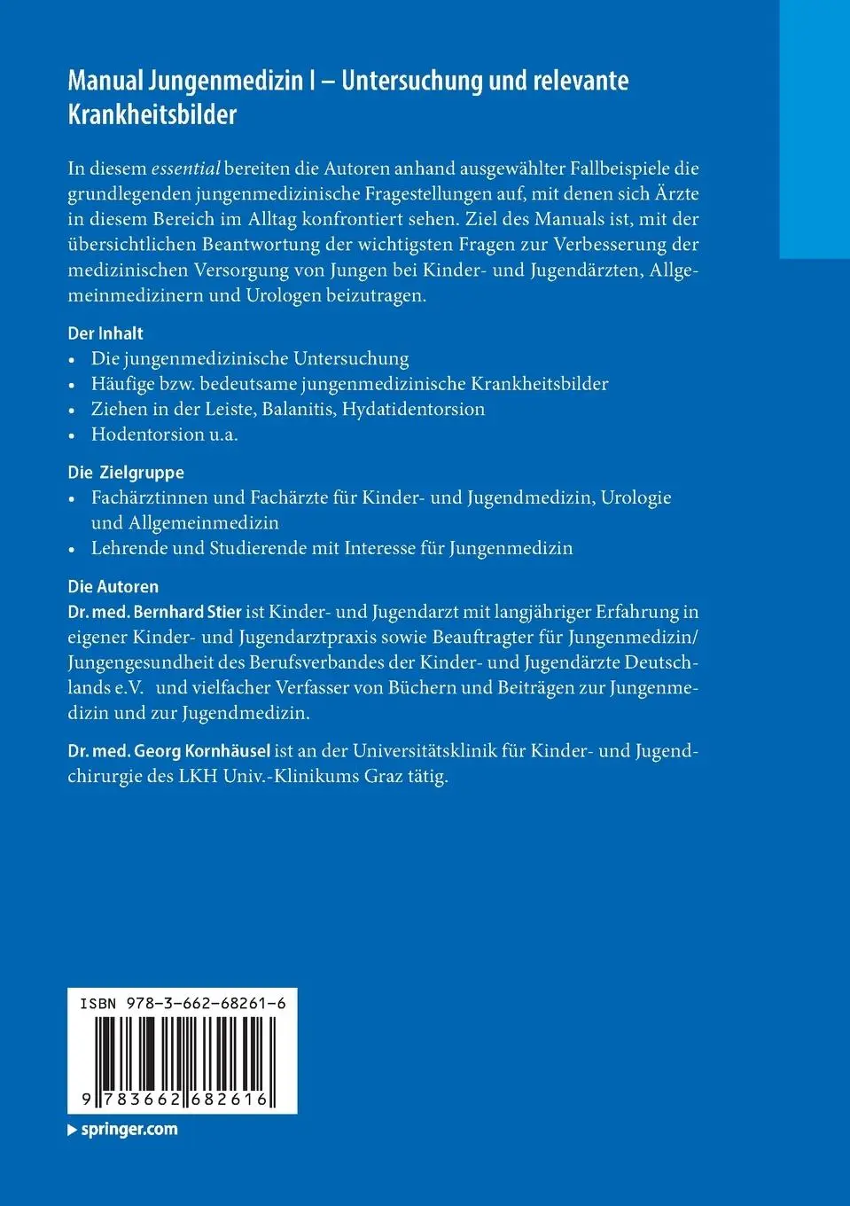 Rückseite: 9783662682616 | Manual Jungenmedizin I - Untersuchung und relevante Krankheitsbilder