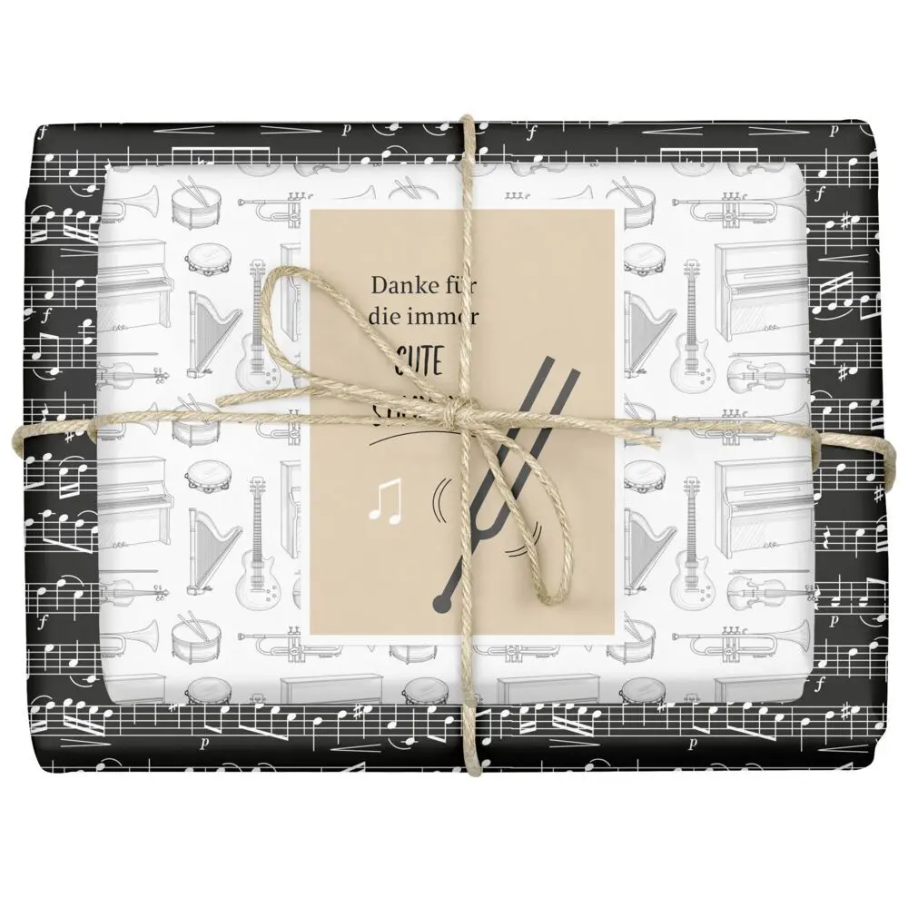 Geschenkpapier-Set: Musik, Instrumente, Noten