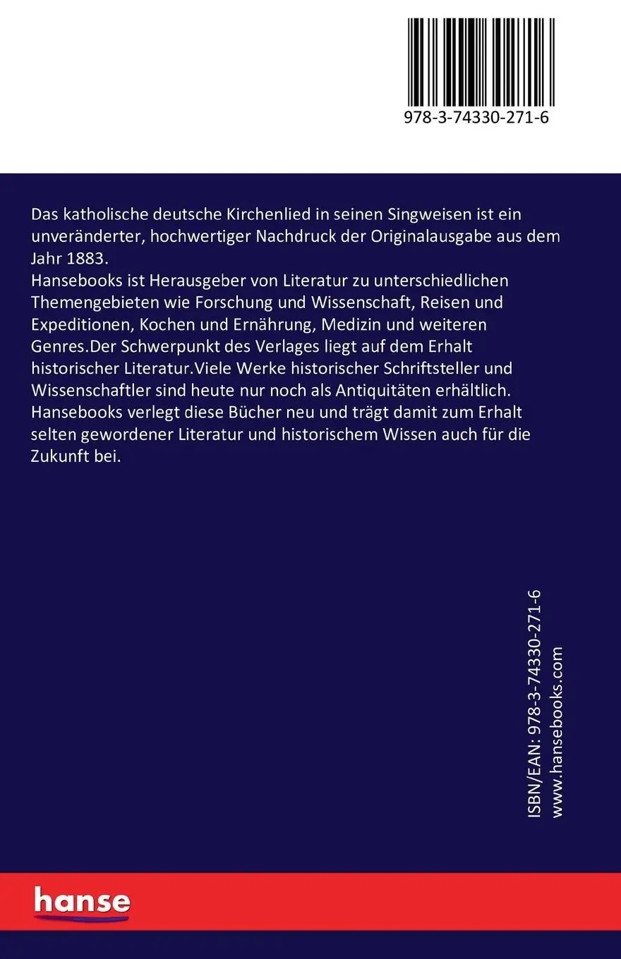 Rückseite: 9783743302716 | Das katholische deutsche Kirchenlied in seinen Singweisen | Buch
