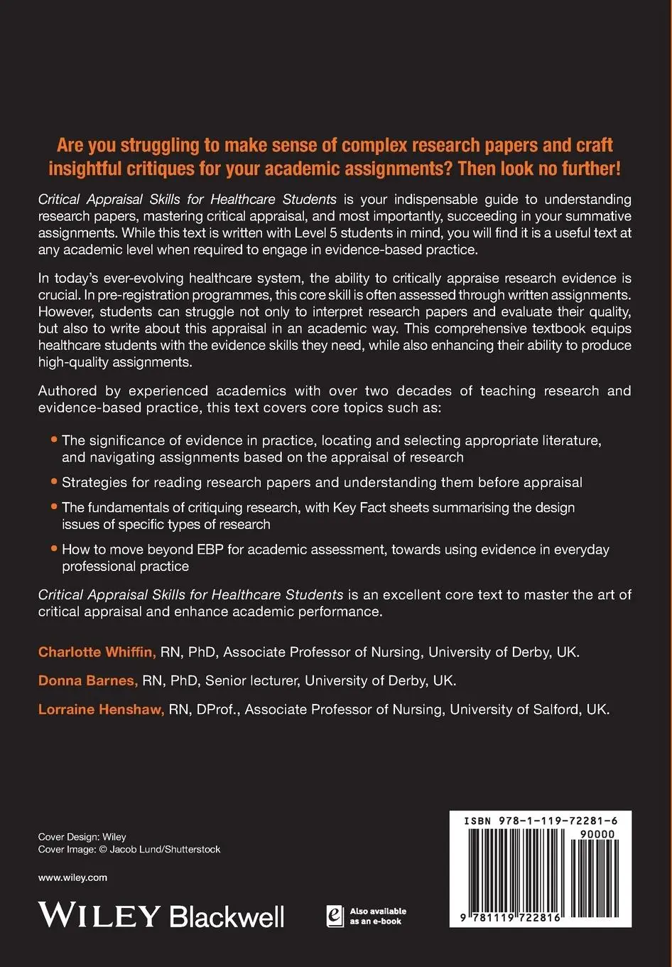 Rückseite: 9781119722816 | Critical Appraisal Skills for Healthcare Students | Whiffin (u. a.)