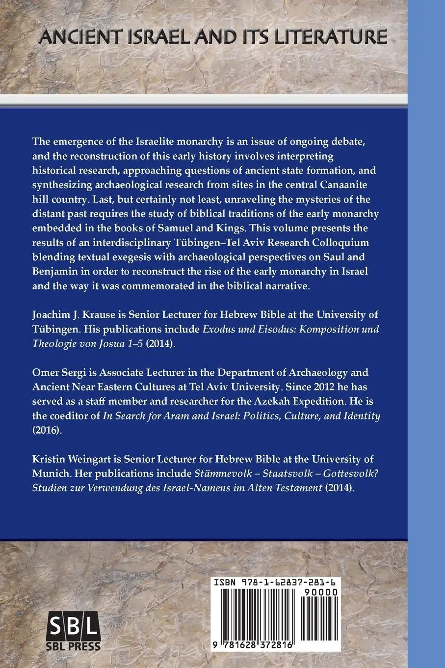 Rückseite: 9781628372816 | Saul, Benjamin, and the Emergence of Monarchy in Israel | Taschenbuch