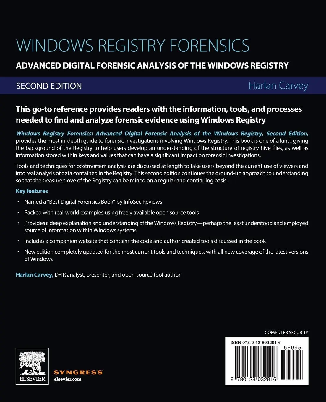 Rückseite: 9780128032916 | Windows Registry Forensics | Harlan Carvey | Taschenbuch | Englisch