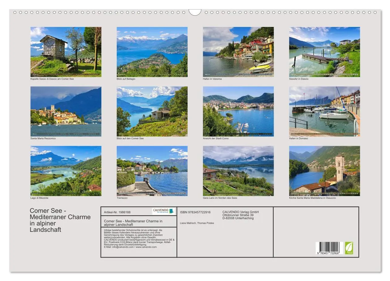 Bild: 9783457722916 | Comer See - Mediterraner Charme in alpiner Landschaft (Wandkalender...