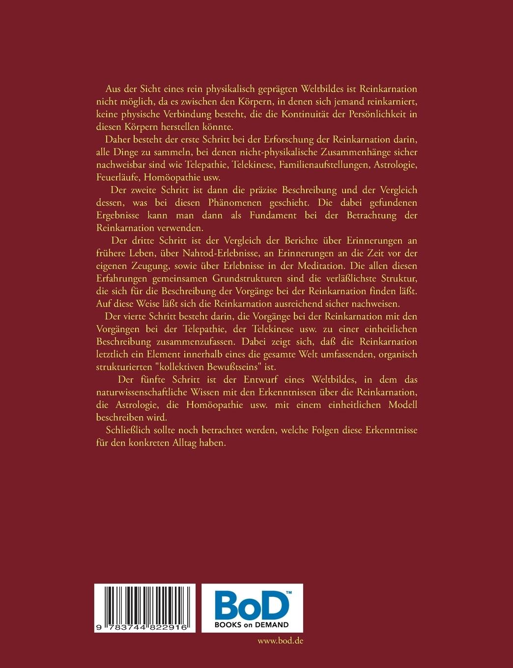 Rückseite: 9783744822916 | Reinkarnation | Nachweis und Zusammenhänge, Dynamik und Wirkung | Buch