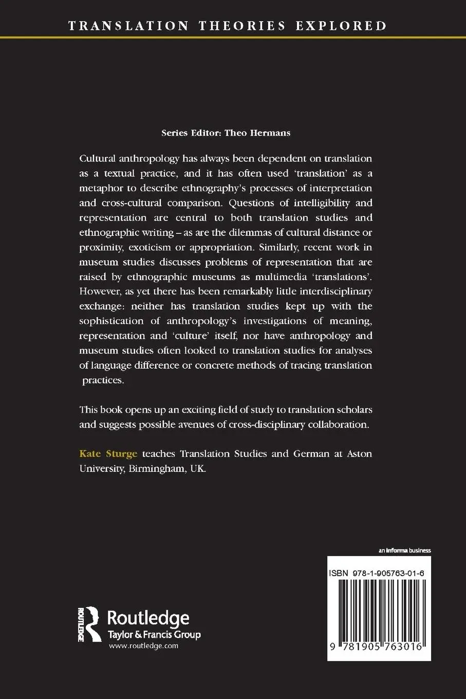 Rückseite: 9781905763016 | Representing Others | Translation, Ethnography and Museum | Sturge