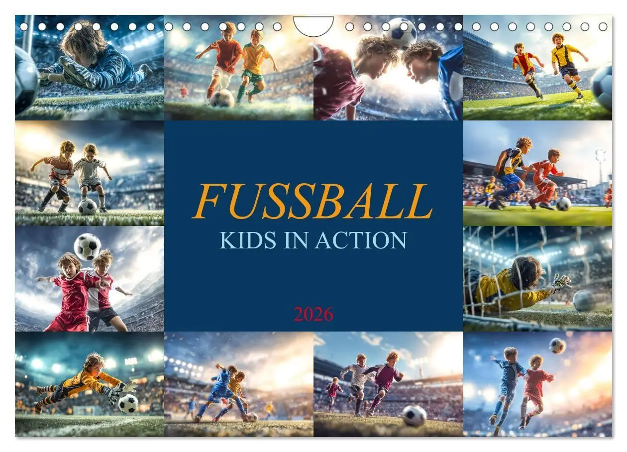 Cover: 9783516703016 | Fussball - Kids in Action (Wandkalender 2026 DIN A4 quer), CALVENDO...