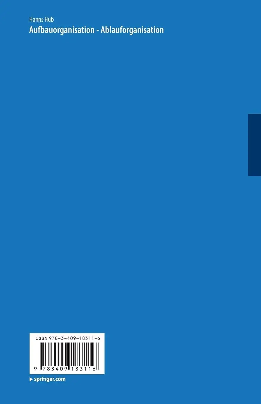 Rückseite: 9783409183116 | Aufbauorganisation, Ablauforganisation | Hanns Hub | Taschenbuch | vi
