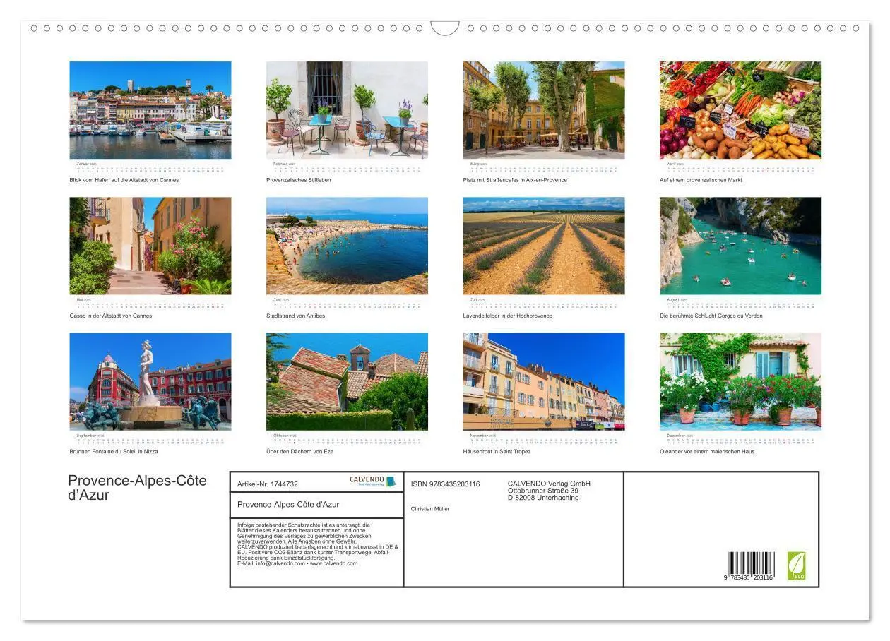 Bild: 9783435203116 | Provence-Alpes-Côte d'Azur (Wandkalender 2025 DIN A2 quer),...