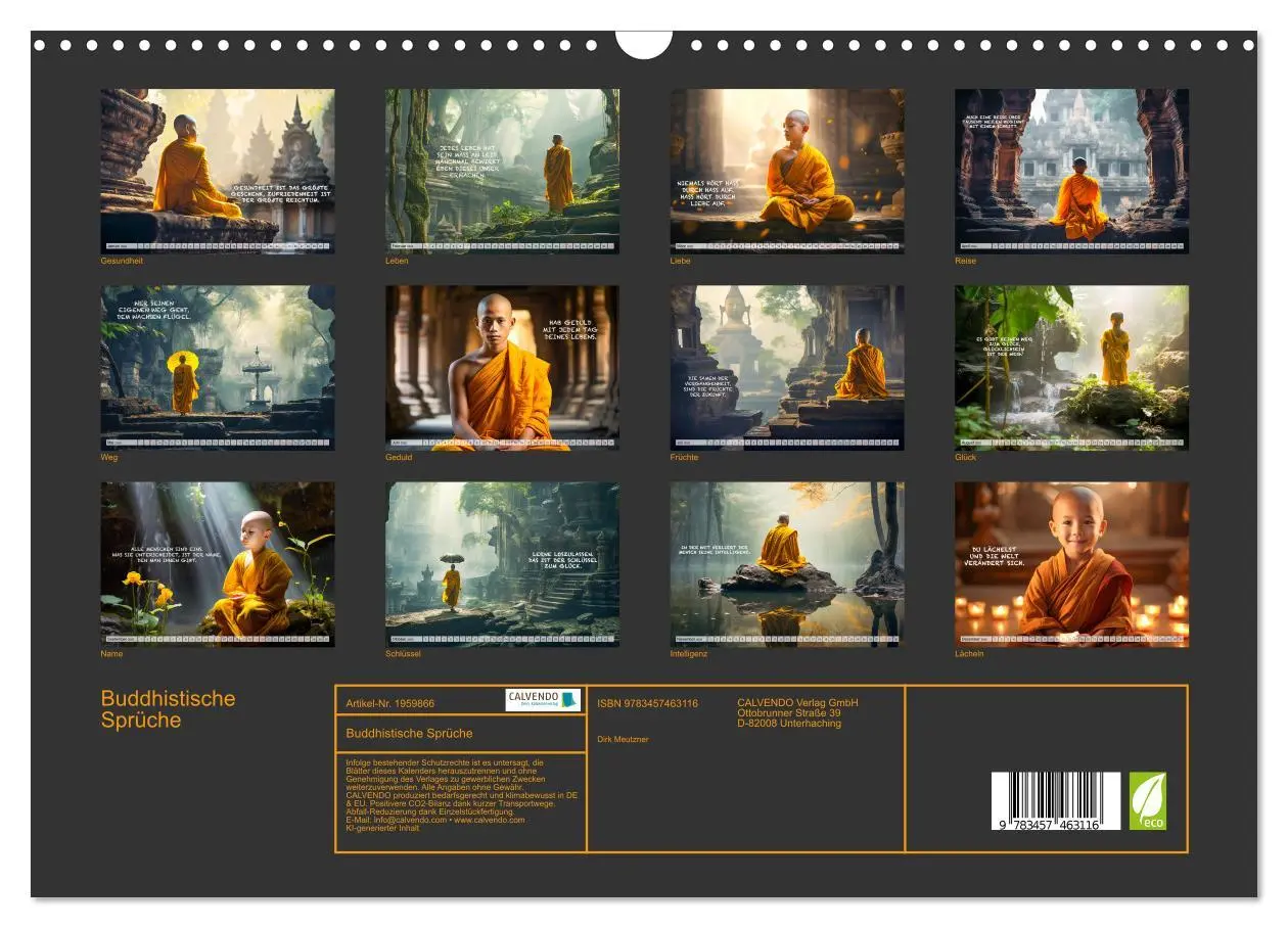 Bild: 9783457463116 | Buddhistische Sprüche (Wandkalender 2026 DIN A3 quer), CALVENDO...