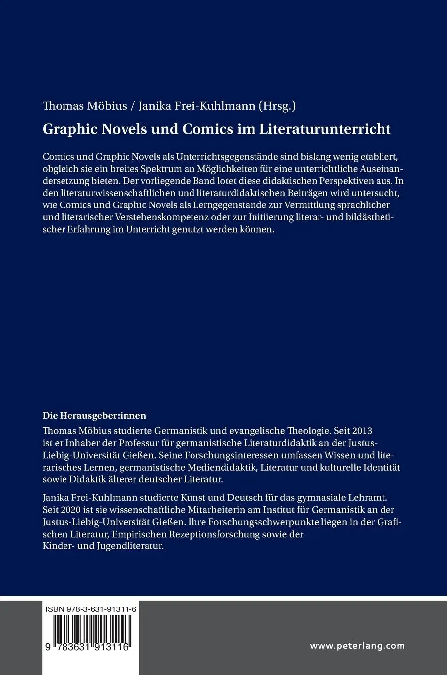 Rückseite: 9783631913116 | Graphic Novels und Comics im Literaturunterricht | Buch | Deutsch