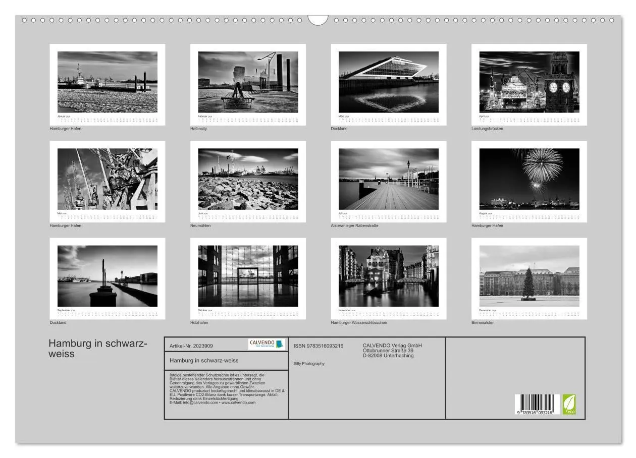 Bild: 9783516093216 | Hamburg in schwarz-weiss (Wandkalender 2026 DIN A2 quer), CALVENDO...