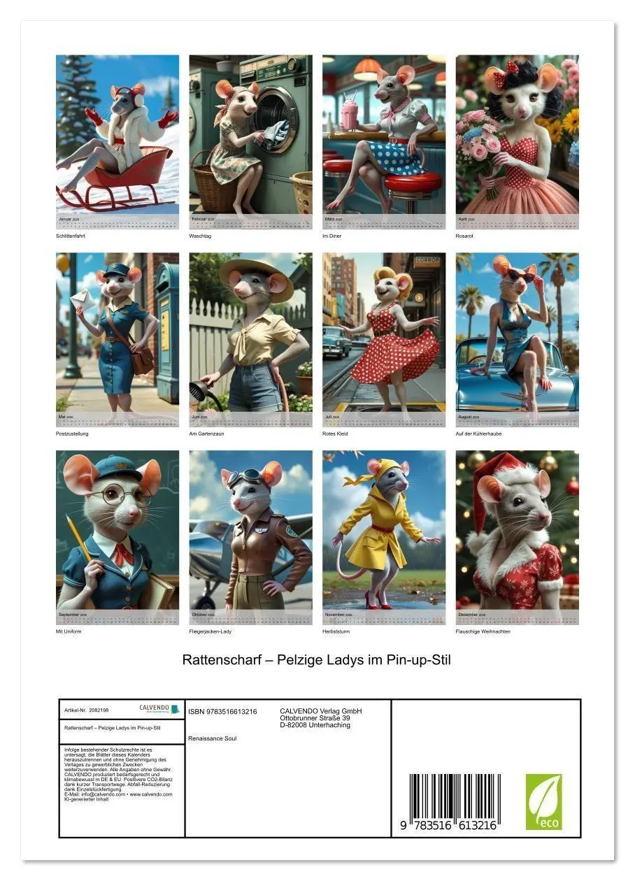 Bild: 9783516613216 | Rattenscharf - Pelzige Ladys im Pin-up-Stil (Wandkalender 2026 DIN...