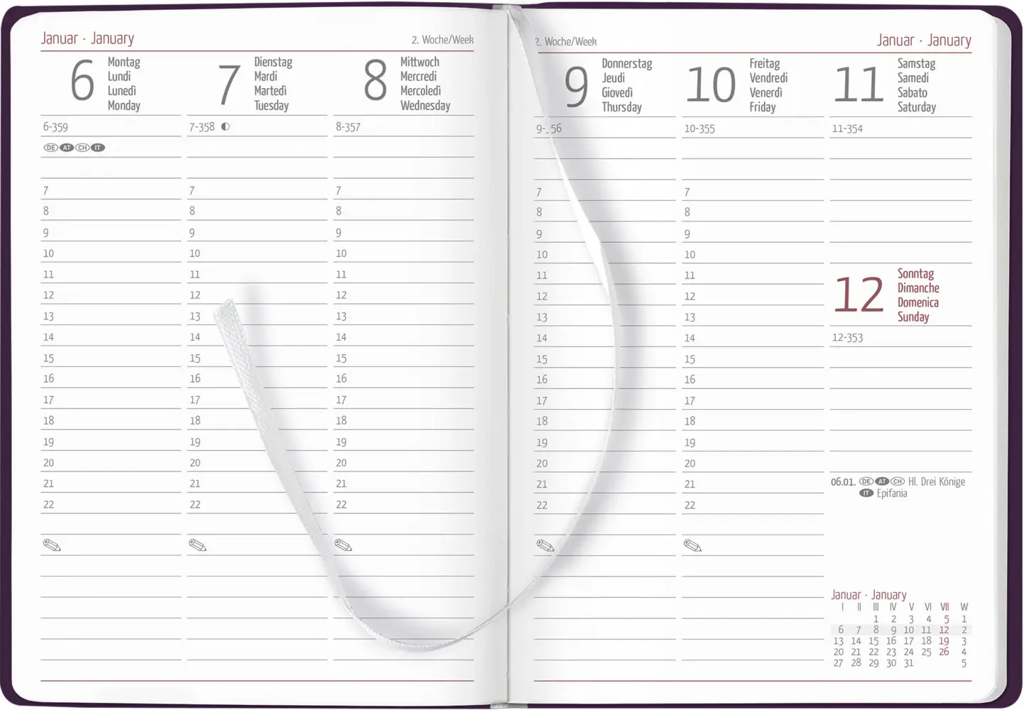 Bild: 4251732343316 | Alpha Edition - Ladytimer Deluxe Purple 2025, 10,7x15,2cm, Kalender...