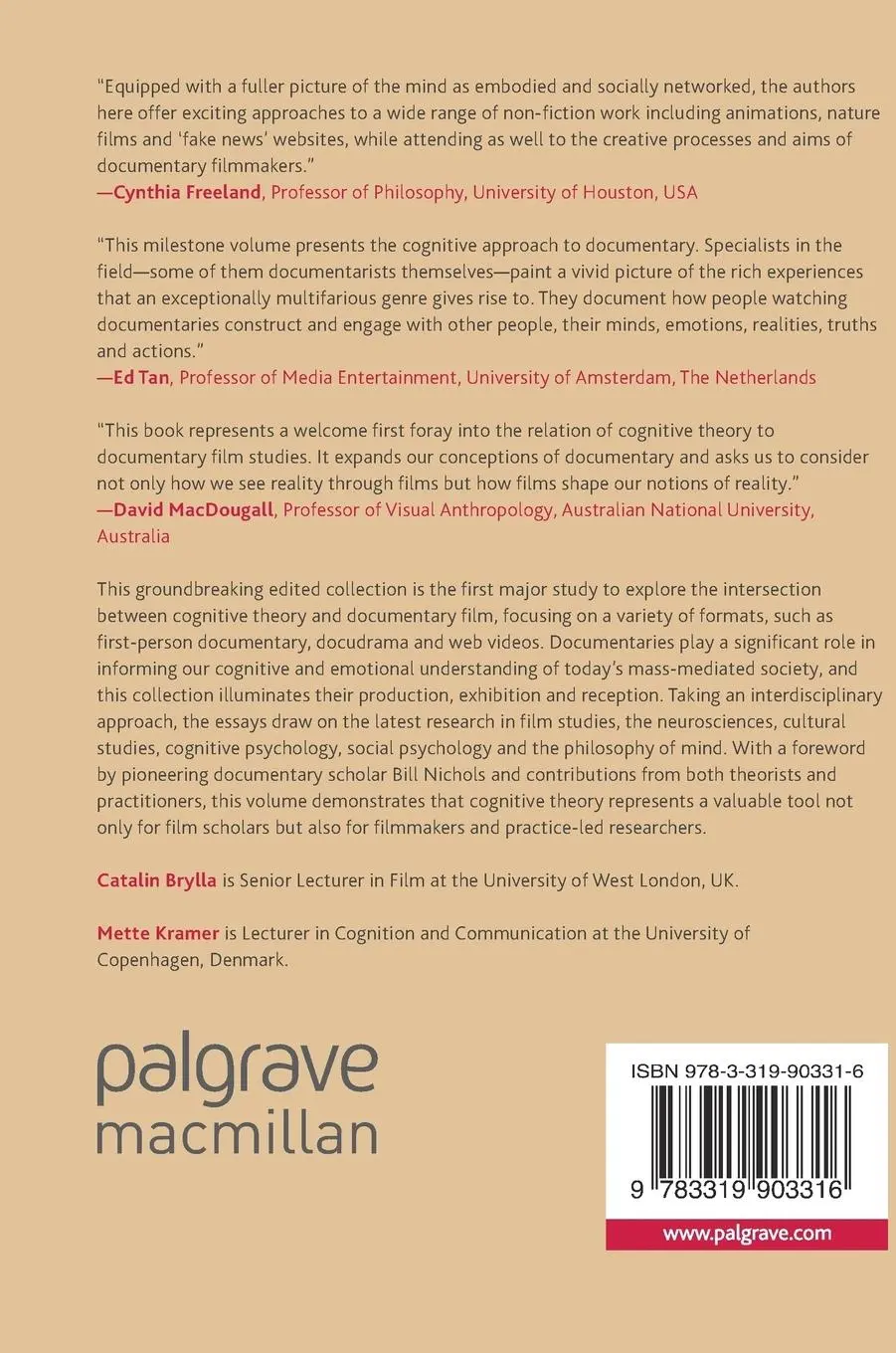 Rückseite: 9783319903316 | Cognitive Theory and Documentary Film | Mette Kramer (u. a.) | Buch