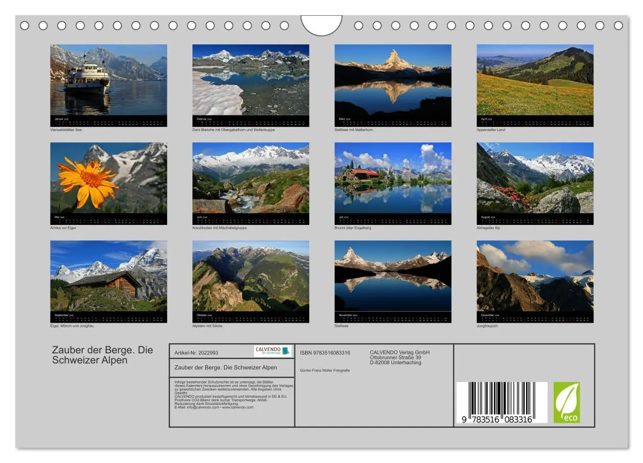 Bild: 9783516083316 | Zauber der Berge. Die Schweizer Alpen (Wandkalender 2026 DIN A4...