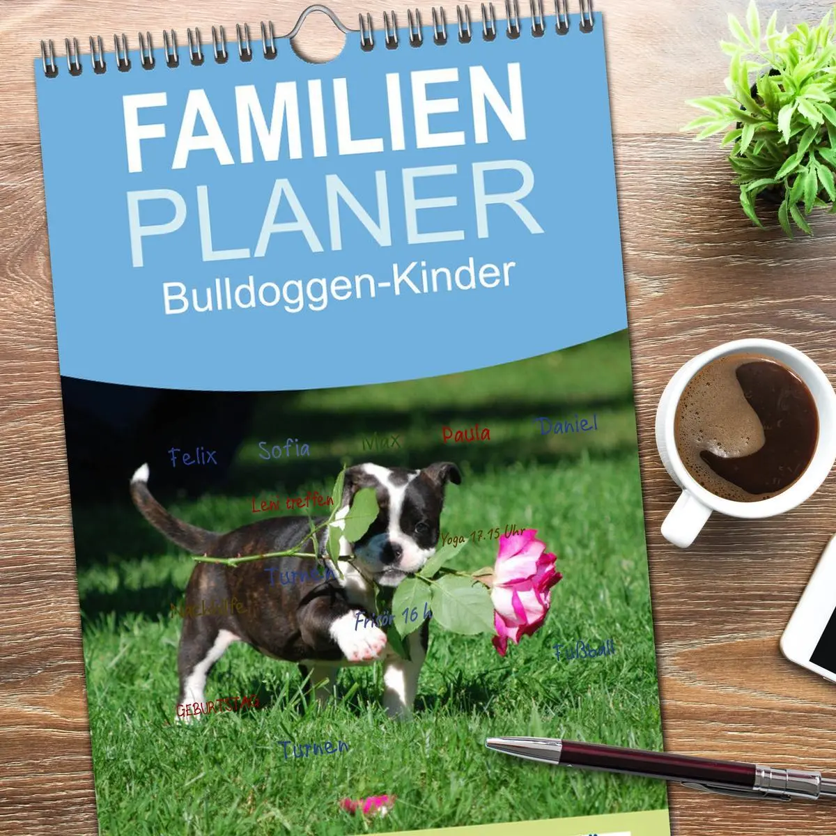 Bild: 9783516523416 | Familienplaner 2026 - Bulldoggen-Kinder mit 5 Spalten...